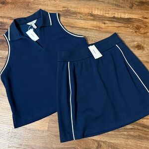 SPANX AirEssentials Pique Navy Skort and Polo Tank with White Trim